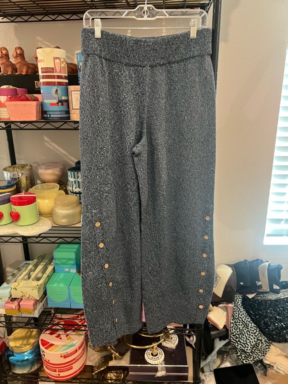 Free People Button Up Sweater Set, Blue Heather, MED , NWT - Picture 7 of 9
